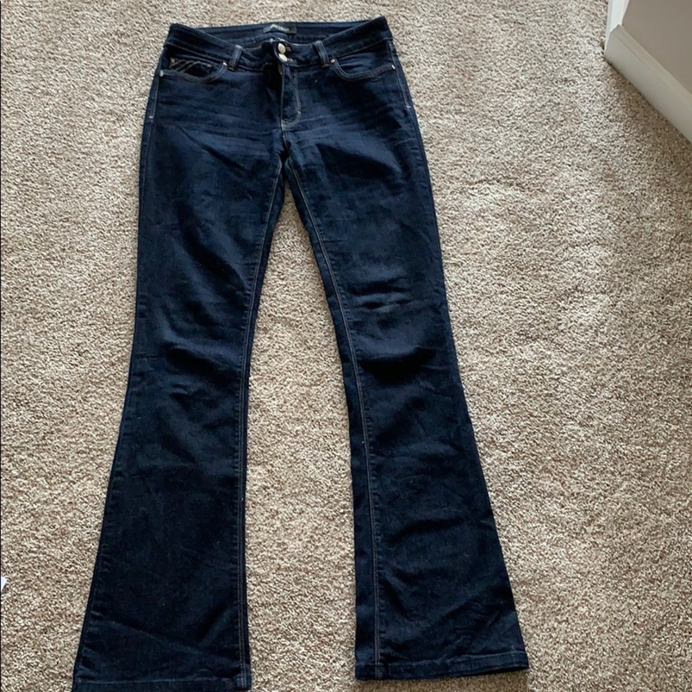 Dark denim skinny flare jeans